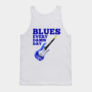 Blues Every Damn Day Music Blues Folk Guitar Trumpet Band Tank Top